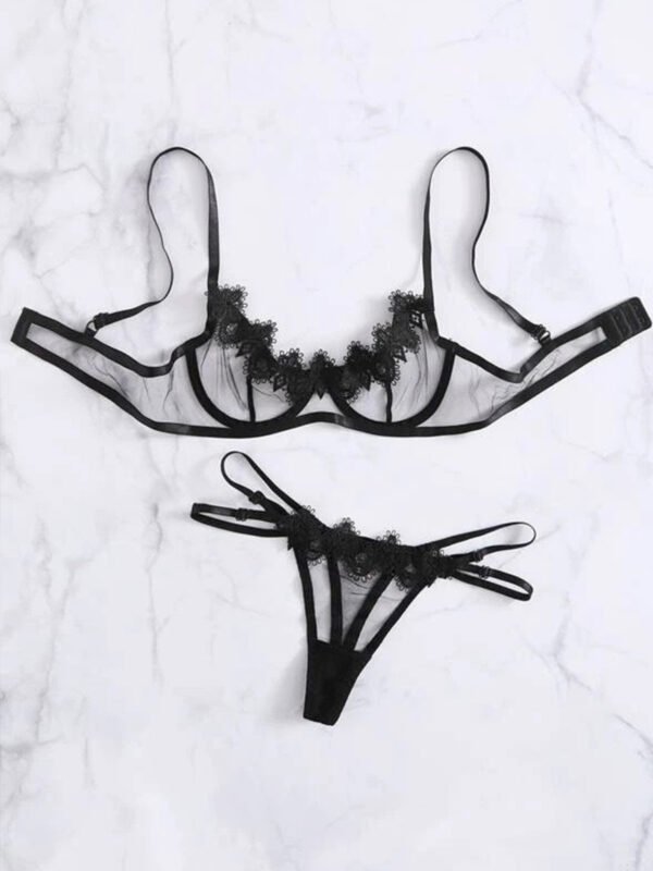 Mesh see-through bra and panty set