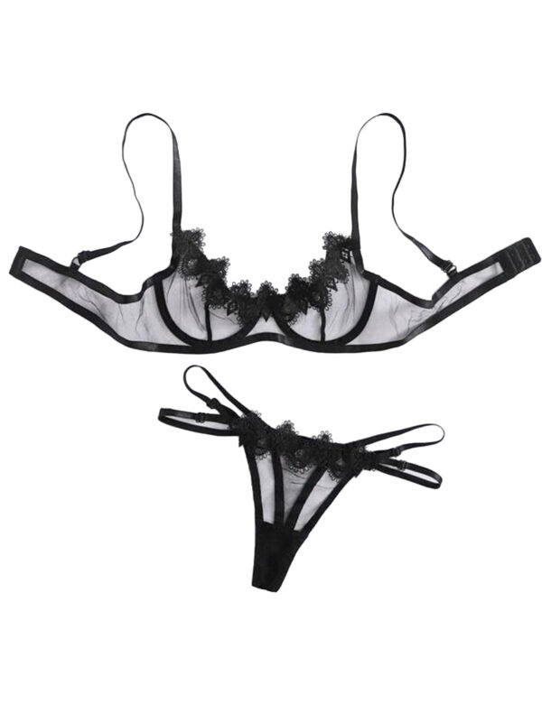 Mesh see-through bra and panty set