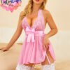 طقم لانجري الـ Babydoll الفاخر بياقة هولتر والدانتيل