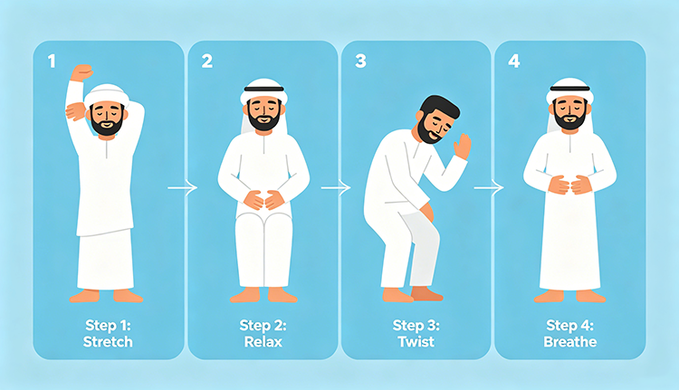 4-step progressive muscle relaxation guide for beginners, simple exercises