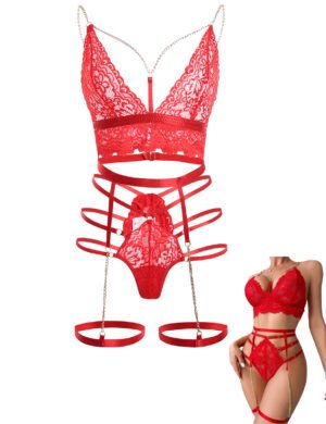red Cami Nightwear Three-Piece Set