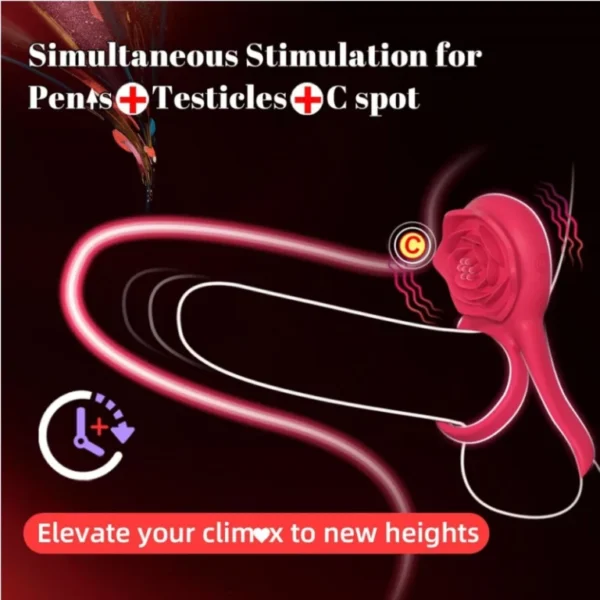 Rose-shaped-vibrating-cock-ring