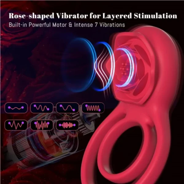 Rose-shaped-vibrating-cock-ring
