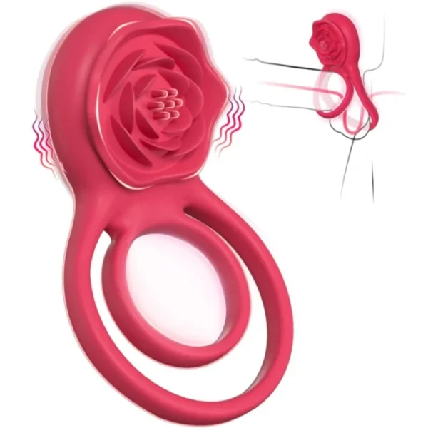 Rose-shaped-vibrating-cock-ring